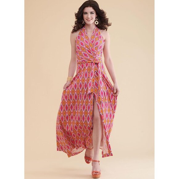 Simplicity S9793 Misses Tie-Front Wrap Halter Dress Pattern Size 8-16 - Picture 4 of 6